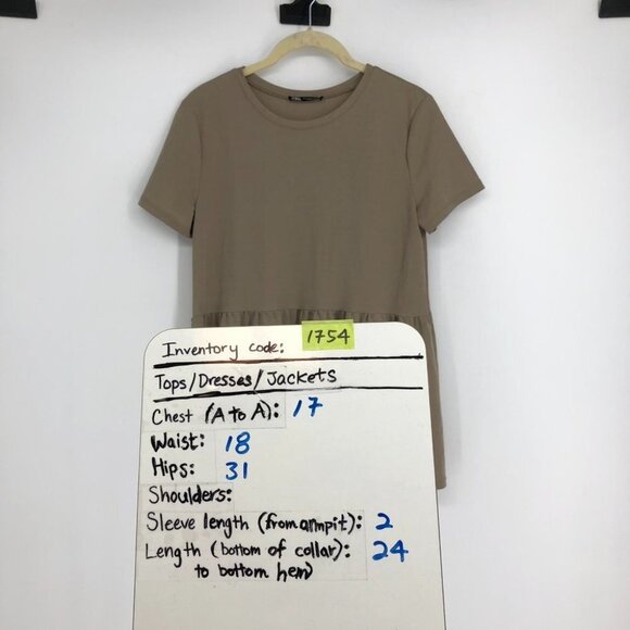 Zara Peplum Short Sleeve Top Khaki Size  S - Picture 6 of 15